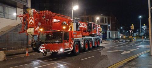 Crane at night